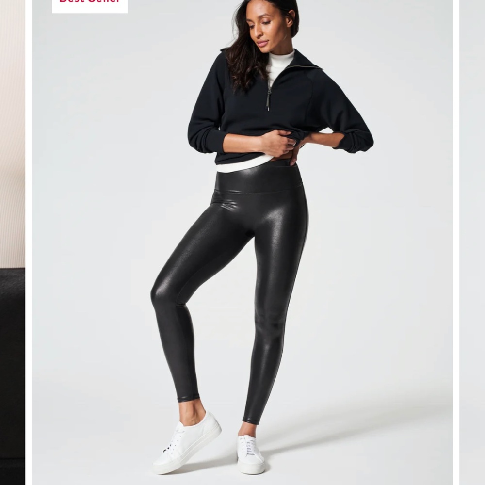 Spanx black faux leather leggings small